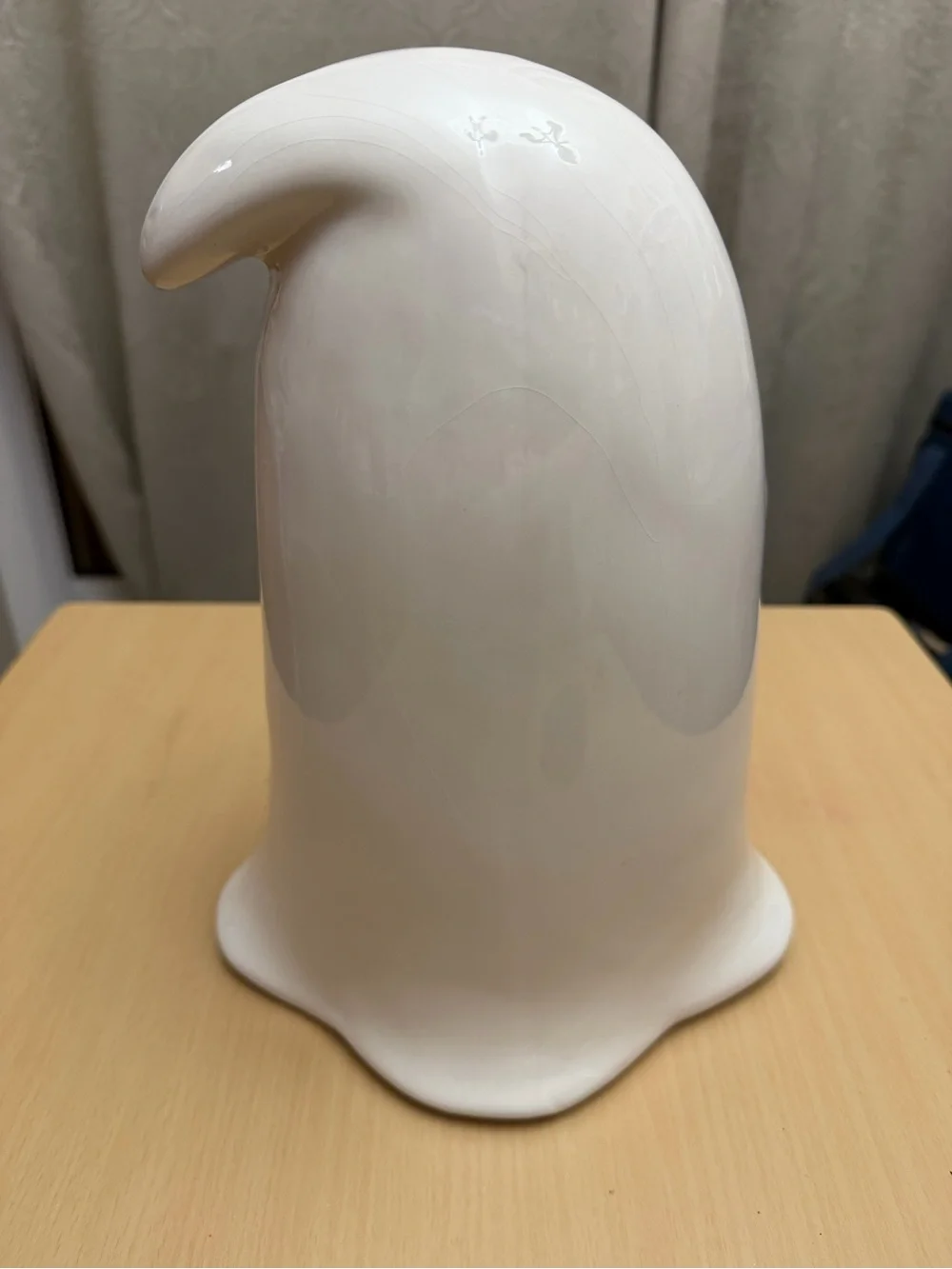 Lighted Ceramic White Ghost with Pink Pumpkin Halloween Accent